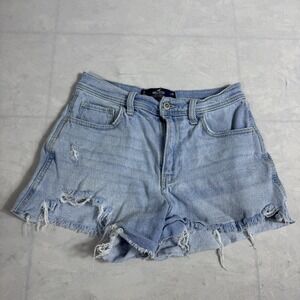 Hollister Women High Rise Vintage Short 4" Blue Denim Distressed Pocket 3 W26